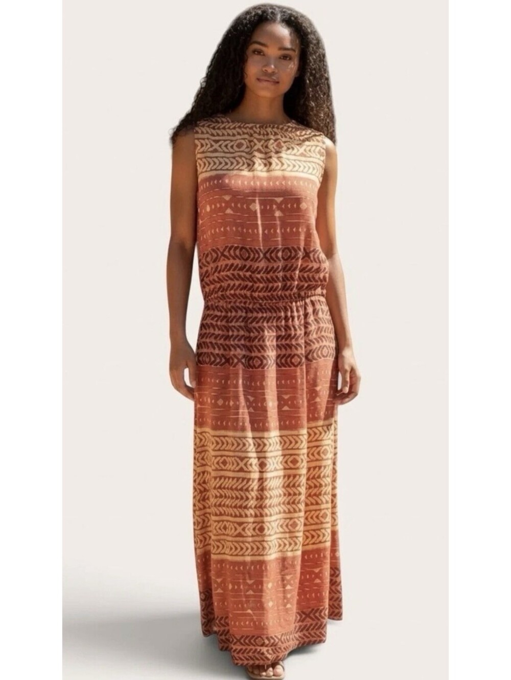 Pendleton Boardwalk Sleeveless Maxi Dress Size 6 Orange Aztec Print NWT $169